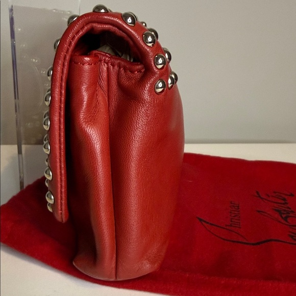 Christian Louboutin Sweet Charity Red Leather Clutch with Silver Studs - Picture 4 of 16